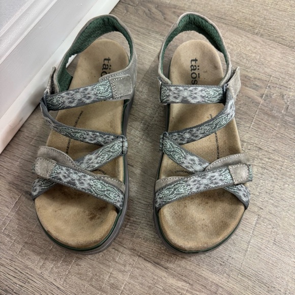Taos Zen Sandals Womens Size 9 Comfort Hook Loop Strappy Arch Support Gray Sage - Picture 2 of 11